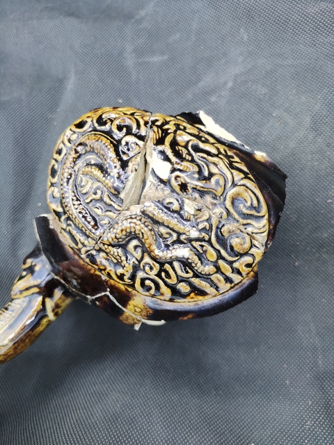 古玩陶瓷黑釉龍紋香爐標本真品鑒賞圖