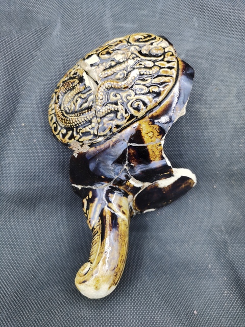 古玩陶瓷黑釉龍紋香爐標本真品鑒賞圖