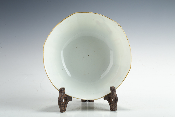 古玩陶瓷清道光·粉彩無雙譜人物詩文六方碗真品鑒賞圖