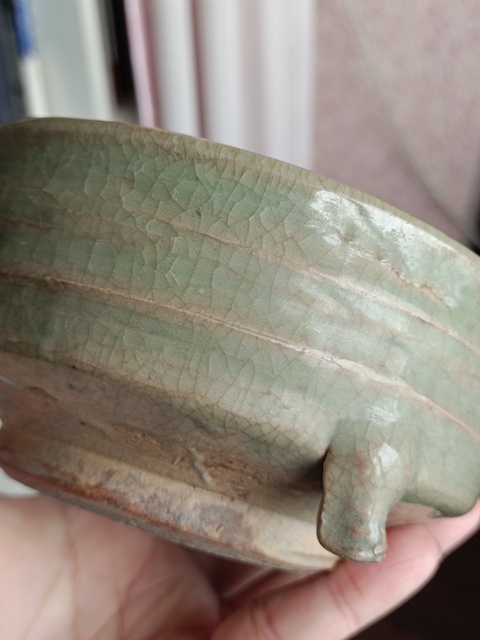 古玩陶瓷龍泉玄紋青瓷爐拍賣，當前價格1900元