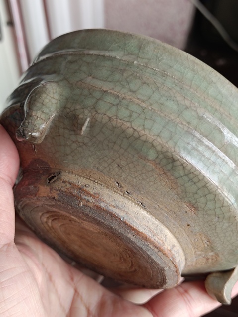 古玩陶瓷龍泉玄紋青瓷爐拍賣，當前價格1900元