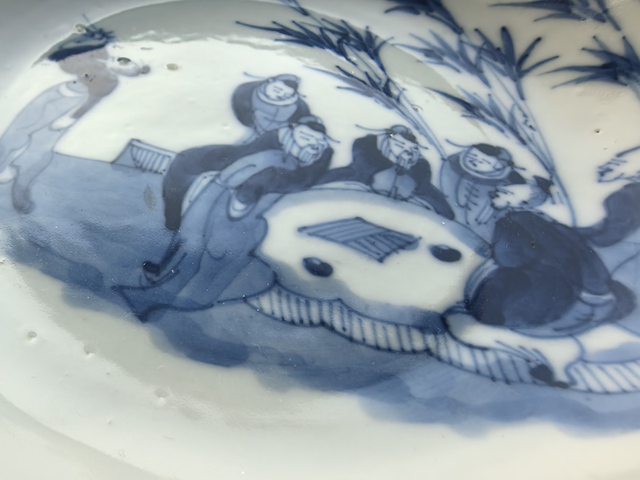 古玩陶瓷青花竹林七賢圖盤真品鑒賞圖