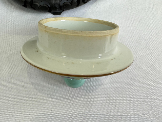 古玩陶瓷松石綠粉彩鳳紋茶壺真品鑒賞圖