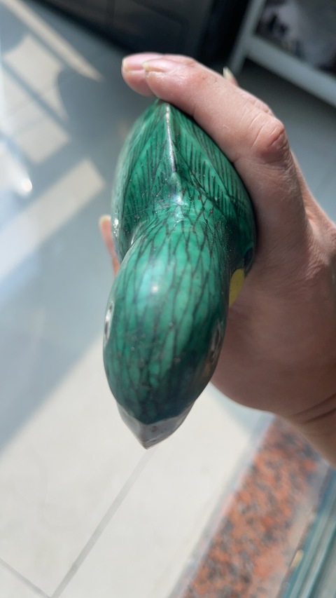 古玩陶瓷素三彩瓷塑鸚鵡擺件真品鑒賞圖