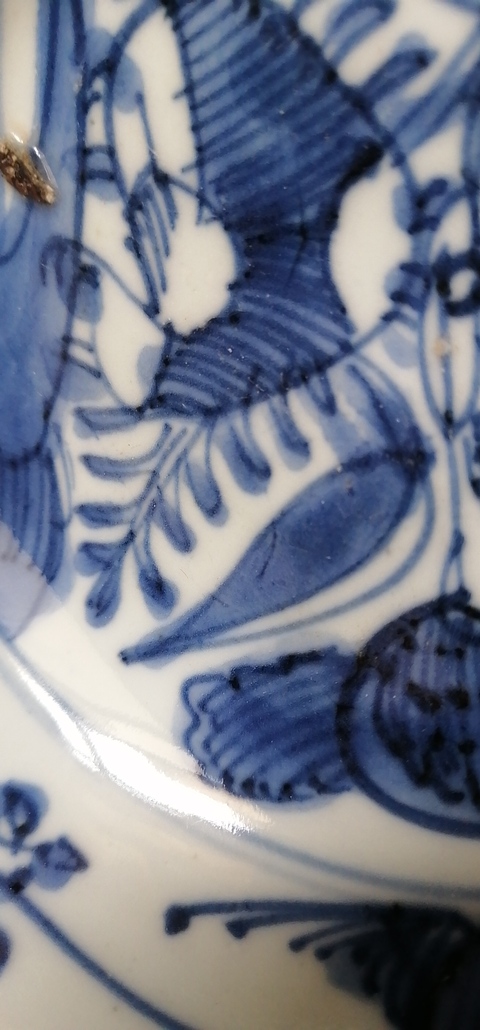 古玩陶瓷晚明青花深腹盤真品鑒賞圖