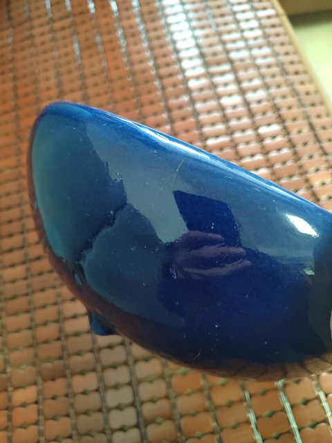 古玩陶瓷霽藍釉三乳足缽式香爐真品鑒賞圖