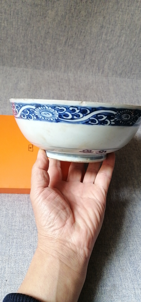 古玩陶瓷晚明青花深腹盤真品鑒賞圖