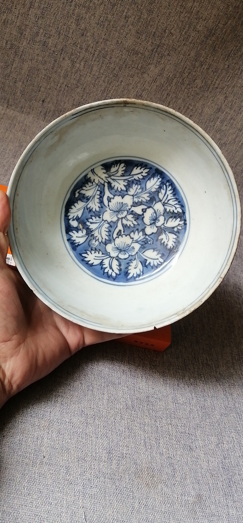 古玩陶瓷晚明青花深腹盤真品鑒賞圖