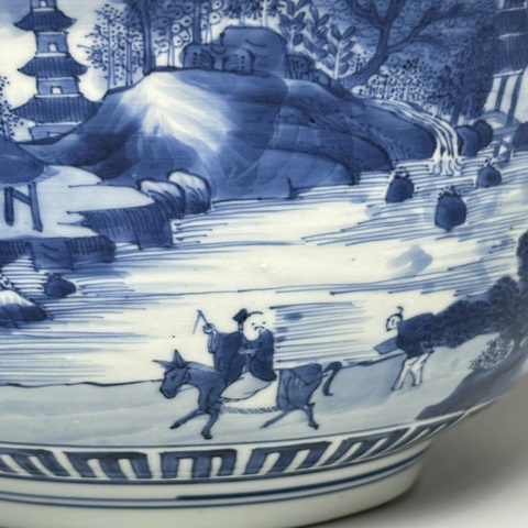 古玩陶瓷山水紋青花碗真品鑒賞圖