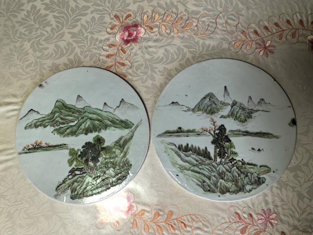 古玩陶瓷山水紋瓷板畫真品鑒賞圖