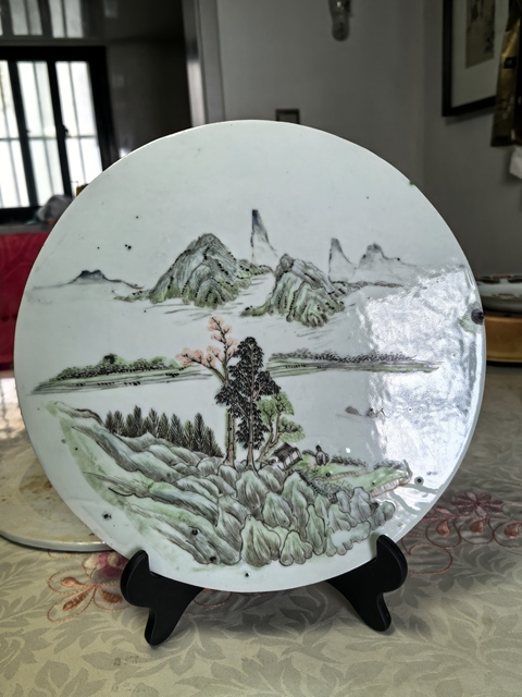 古玩陶瓷山水紋瓷板畫真品鑒賞圖