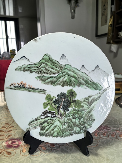 古玩陶瓷山水紋瓷板畫真品鑒賞圖