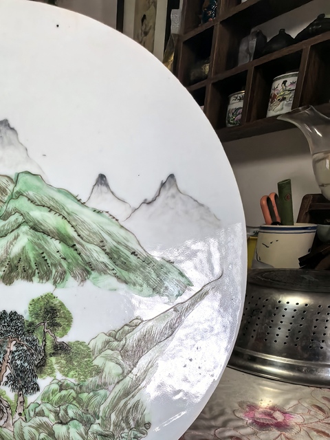 古玩陶瓷山水紋瓷板畫真品鑒賞圖