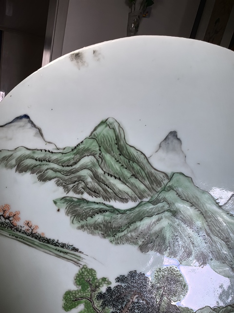 古玩陶瓷山水紋瓷板畫真品鑒賞圖