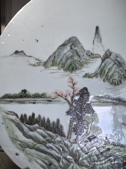 古玩陶瓷山水紋瓷板畫真品鑒賞圖
