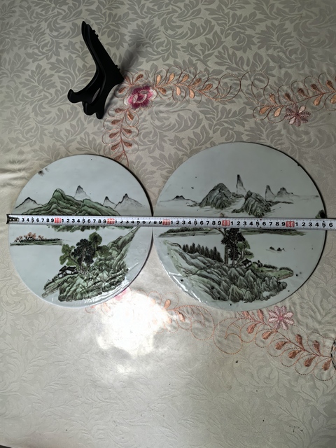 古玩陶瓷山水紋瓷板畫真品鑒賞圖