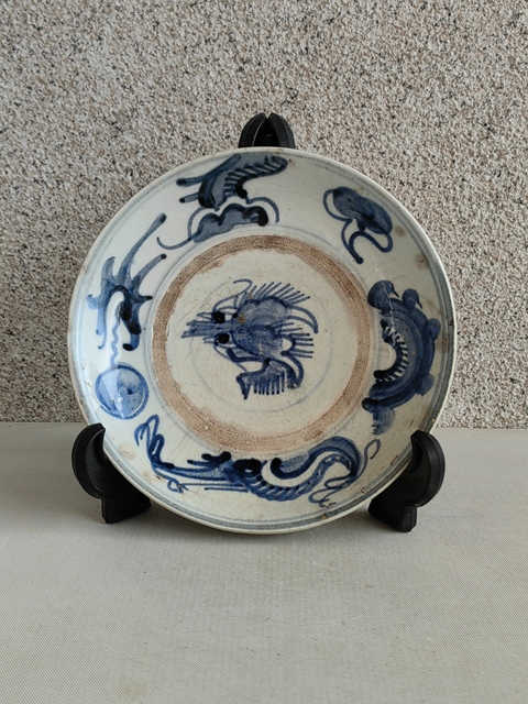古玩陶瓷青花龍紋盤拍賣,當(dāng)前價(jià)格850元