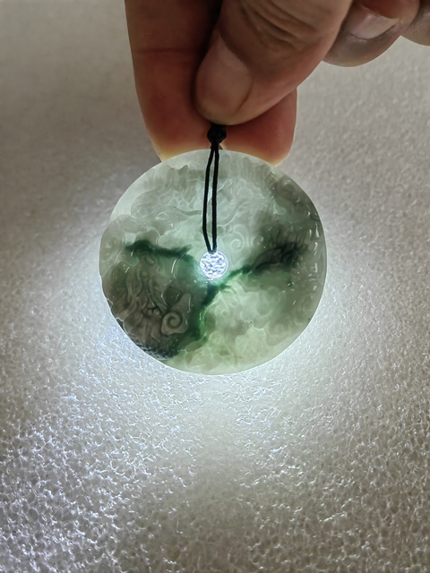 古玩玉器天然翡翠雕“龍紋牌”拍賣,當前價格298元