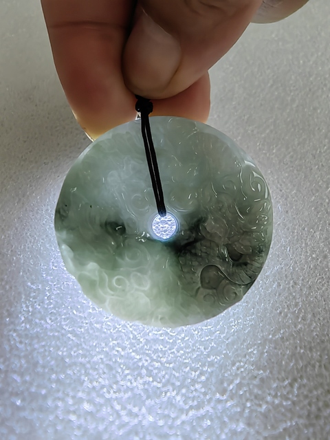 古玩玉器天然翡翠雕“龍紋牌”拍賣,當前價格298元
