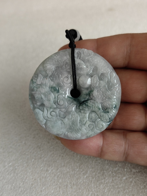 古玩玉器天然翡翠雕“龍紋牌”拍賣,當前價格298元