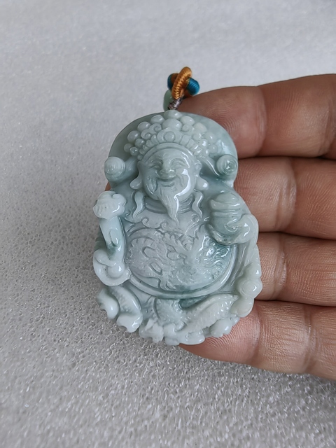 古玩玉器天然翡翠“財(cái)神掛件”真品鑒賞圖