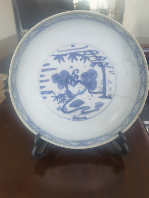 古玩陶瓷青花玉兔紋盤拍賣，當(dāng)前價(jià)格2800元