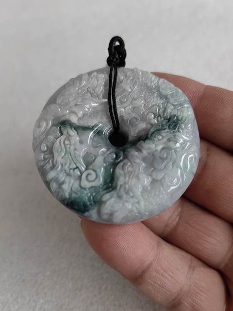 古玩玉器天然翡翠雕“龍紋牌”拍賣,當前價格298元