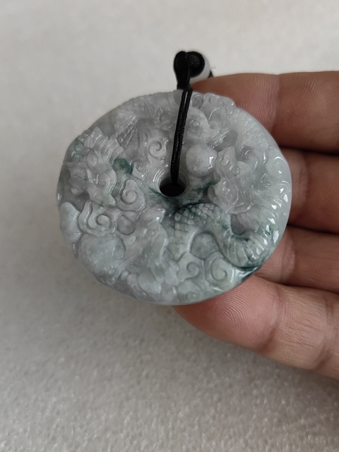 古玩玉器天然翡翠雕“龍紋牌”拍賣,當前價格298元