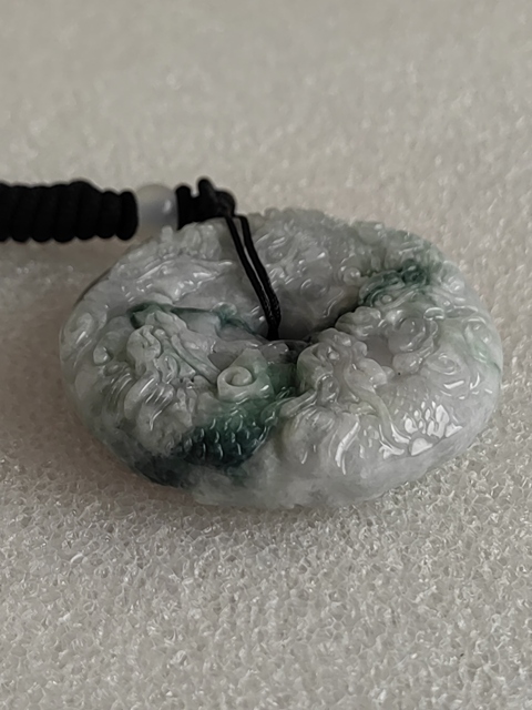 古玩玉器天然翡翠雕“龍紋牌”拍賣,當前價格298元