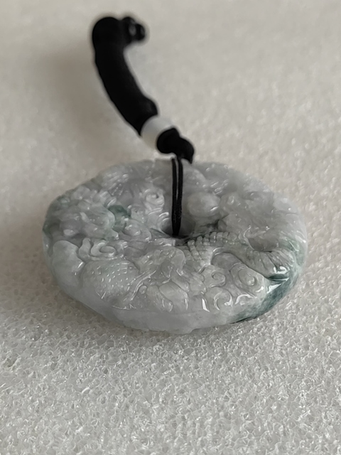 古玩玉器天然翡翠雕“龍紋牌”拍賣,當前價格298元