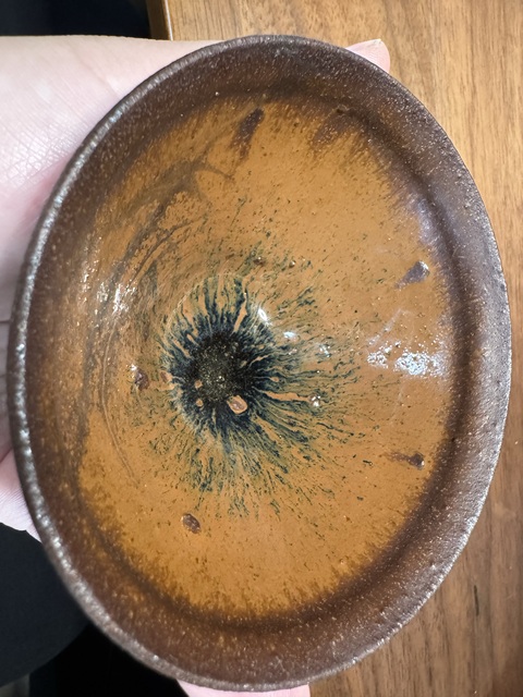 古玩陶瓷南宋建窯柿紅釉盞（疑似有修）真品鑒賞圖