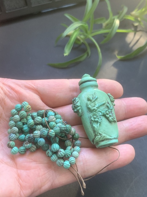 古玩玉器綠松石鼻煙壺真品鑒賞圖