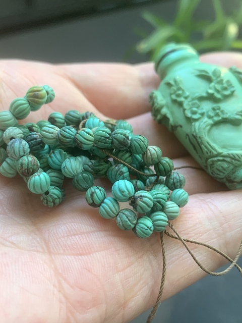 古玩玉器綠松石鼻煙壺真品鑒賞圖