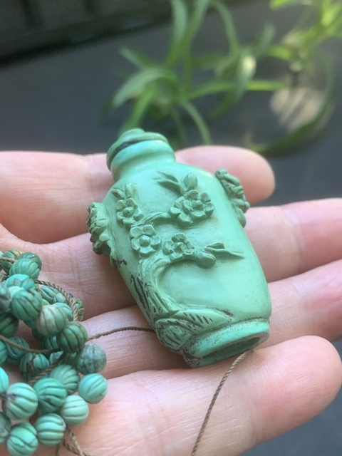 古玩玉器綠松石鼻煙壺真品鑒賞圖