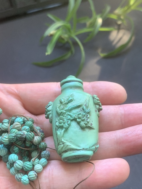 古玩玉器綠松石鼻煙壺真品鑒賞圖