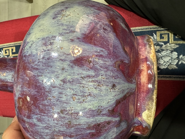 古玩陶瓷鈞紅窯變釉天球瓶真品鑒賞圖