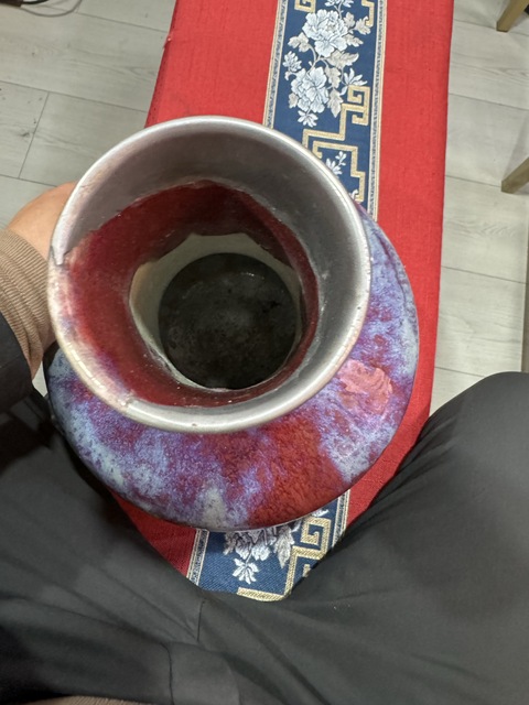 古玩陶瓷鈞紅窯變釉天球瓶真品鑒賞圖