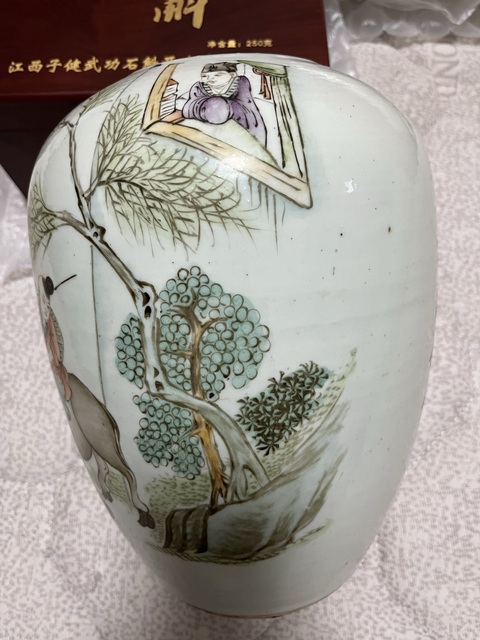 古玩陶瓷粉彩人物東瓜罐真品鑒賞圖