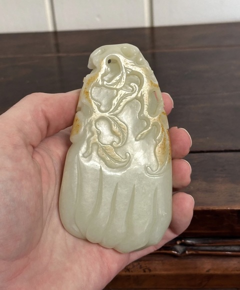 古玩玉器和田玉雕“福壽筆洗”真品鑒賞圖