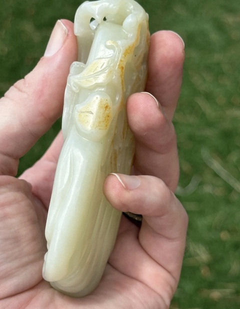 古玩玉器和田玉雕“福壽筆洗”真品鑒賞圖