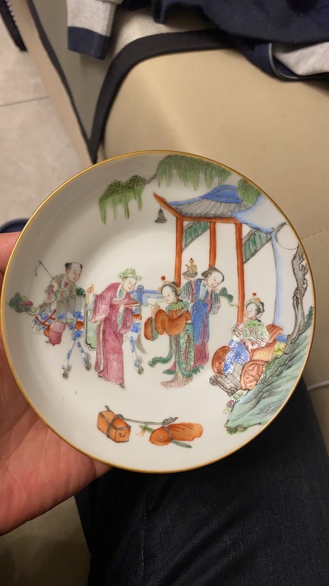 古玩陶瓷粉彩盤真品鑒賞圖