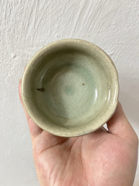 古玩陶瓷龍泉青釉高足杯真品鑒賞圖