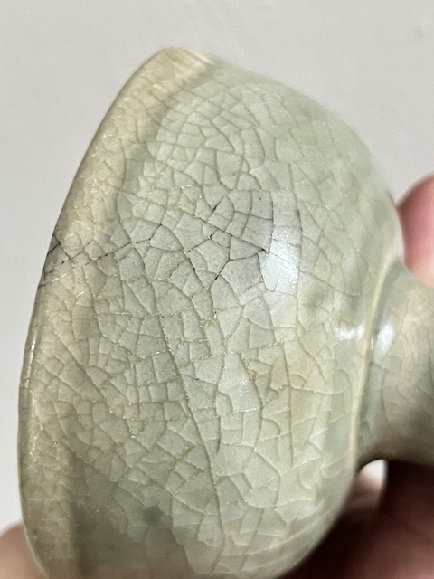 古玩陶瓷龍泉青釉高足杯真品鑒賞圖