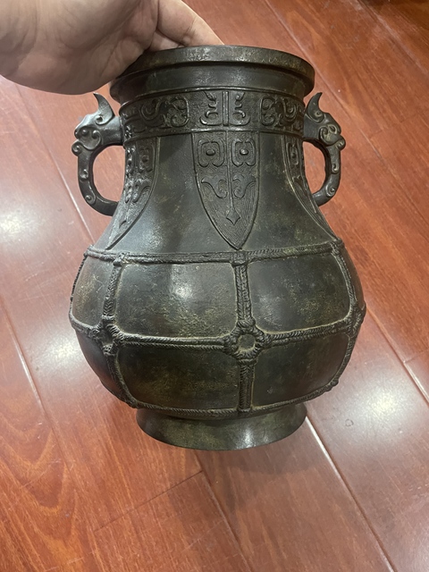 古玩銅器獸耳尊真品鑒賞圖