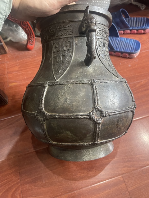 古玩銅器獸耳尊真品鑒賞圖