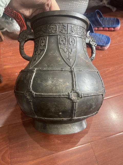 古玩銅器獸耳尊真品鑒賞圖