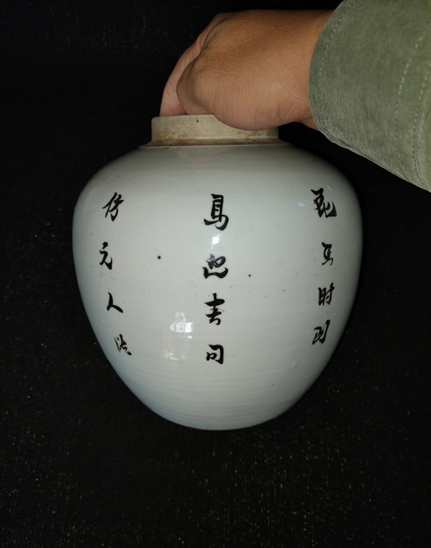 古玩陶瓷淺絳花鳥罐真品鑒賞圖
