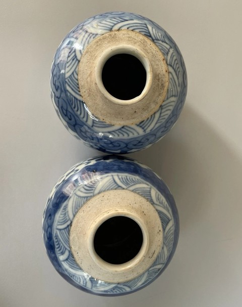 古玩陶瓷清中期 青花喜字罐真品鑒賞圖