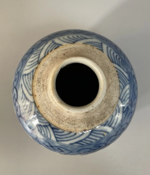 古玩陶瓷清中期 青花喜字罐真品鑒賞圖