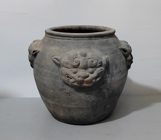 古玩陶瓷黑陶獸頭罐真品鑒賞圖